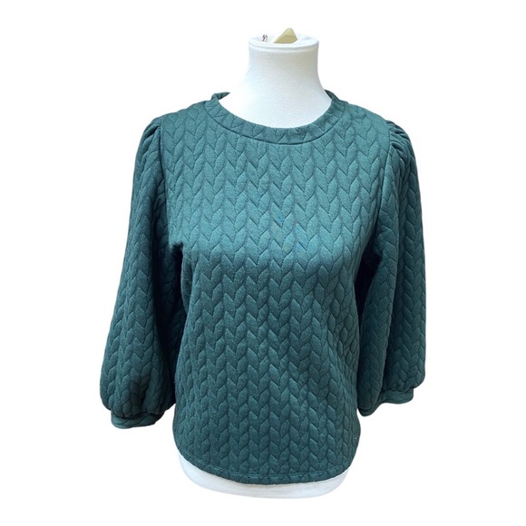 Anne Klein Hunter Green Quilted Blouse - Picture 1 of 5